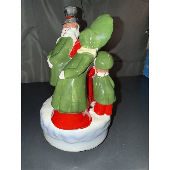 Christmas Carolers Music Box Vintage Ceramic Silent Night Rotates Works 8”Lx5”W - Picture 8 of 16
